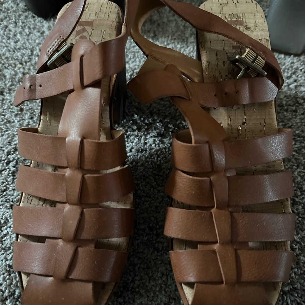 Korks Brown Leather Women's Sandals